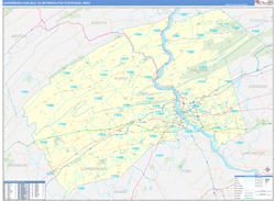 Harrisburg-Carlisle Metro Area Wall Map Basic Style 2024